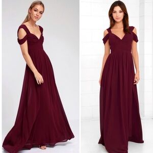 Lulus Burgundy Make Me Move Chiffon Maxi Dress Size S